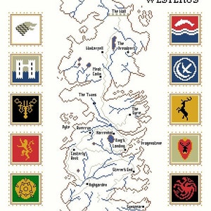 Game of Thrones cross stitch pattern Westeros map image 2