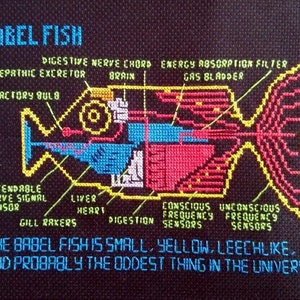 Babel Fish cross stitch pattern Hitchhiker's Guide to the Galaxy image 1