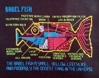 Babel Fish cross stitch pattern Hitchhiker's Guide to the Galaxy