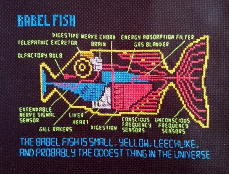 Babel Fish cross stitch pattern Hitchhiker's Guide to the Galaxy image 1