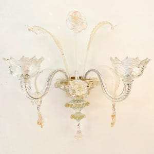 Murano Glass Applique Wall Light – Transparent with 24k Gold | Handcrafted Italian Lighting