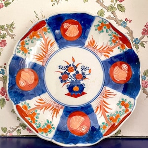 Assiette décorative vintage Imari - Peinte à la main, porcelaine japonaise, 21 cm de diamètre