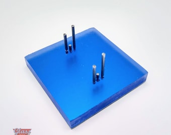 Royal Blau - Kleine Kreise / Quadrate (4-8 ") Geschmolzener Glasständer