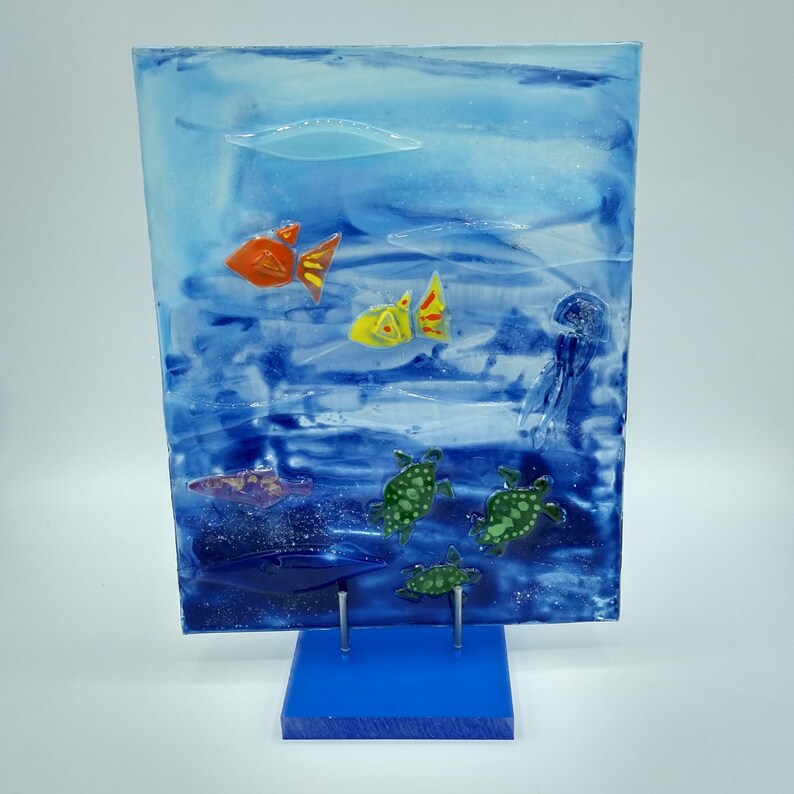 Electric Blue Fused Glass Display Stand Etsy