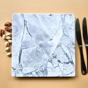 Marble Cutting Board, Alaska Grey, 10x10, Natural Marble, Grey Marble Chopping Board, 100% Natural, Serving/Cheese Tray, Charcuterie Board