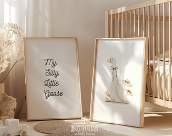 Silly Goose Nursery Print: Farm Animal Kids Room Decor (Digital Download)