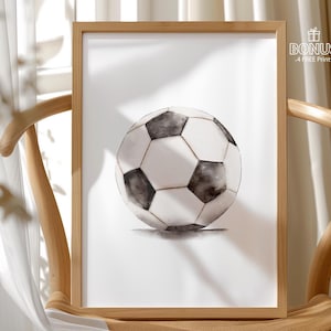 Vintage Style Soccer Ball Print: Neutral Nursery Sports Decor (Digital Download)