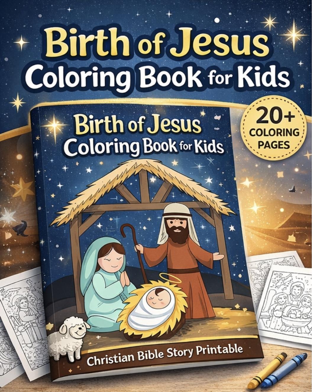 Nativity Coloring Book for Kids | Christian Bible Story (digital ...