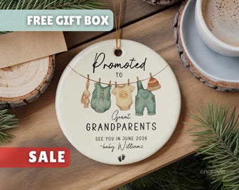 Promoted to Great Grandparents Ornament-Personalized Great Grandparents Ornament-Custom First Christmas as Great Grandparents Keepsake