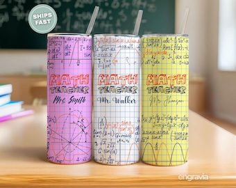Personalized Math Teacher Tumbler-Custom Mathematics Teacher Gift-Math Teacher Appreciation Cup-Geometry Algebra Teacher Math Gift