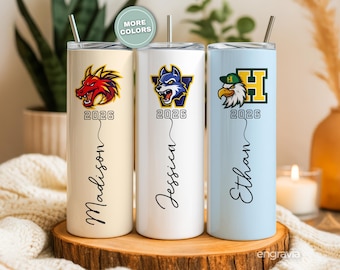 Personalized College University Tumbler-College Logo Tumbler-Class of 2026 Gift-Graduation Gift for Her-Personalized Graduation Tumbler