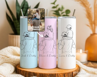 Personalized Photo Tumbler-Custom Dad Tumbler-Photo Gift for Dad for Father's Day Gift for Daddy from Kids Baby Custom Photo Dad Travel Mug