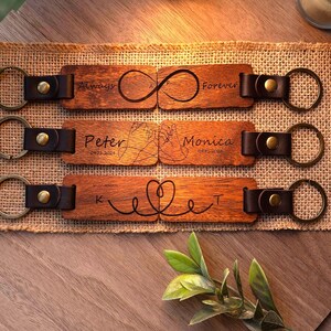 Personalized Couple Keychain Set Engraved Keychain With Names,dates ...