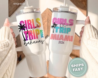 Personalized 40oz Vacation Tumbler-Custom Beach Tumbler-Personalized Beach Girls Trip Cups-Beach Bachelorette Tumblers-Girls Trip Gift