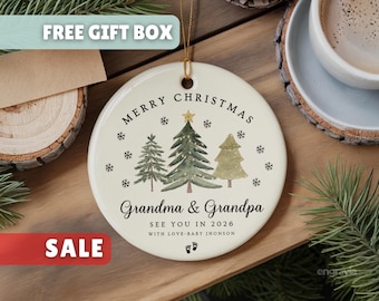 Personalized Grandparents Ornament-First Christmas as Grandparents Ornament-Personalized  Christmas Tree Ornament-Pregnancy Reveal Ornament