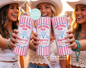 Cowgirl Bachelorette Tumbler Custom Last Rodeo Bach Party Travel Cup, Personalized Country Nashville Bachelorette Party Matching Tumbler