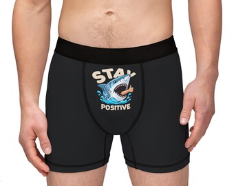 Stay Positive Shark Men's Boxer Briefs, Fun Loungewear