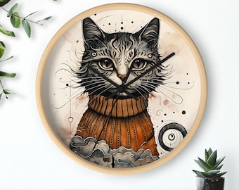 Whimsical Cat Wall Clock, Cozy Home Decor