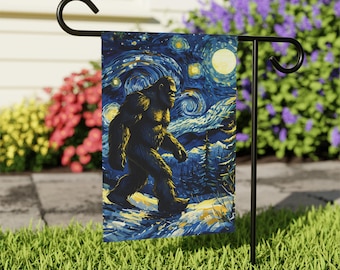 Bigfoot Garden Banner: Whimsical Outdoor Decor, Yard Flag, Unique Gift for Nature Lovers, Home and Garden Art, Sasquatch Decor, Funny Gift