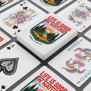 Vintage jeu de cartes à jouer au poker sur le thème de la nature, jeu d'extérieur, cadeau de camping, jeux de cartes, cartes à collectionner