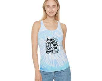 Camiseta sin mangas con espalda nadadora y teñido anudado Kind People, mezcla de algodón