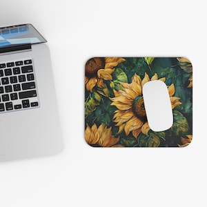 Sunflower Mouse Pad, Floral Desk Accessories, Office Decor, Gift for Gardeners, Brighten Your Workspace