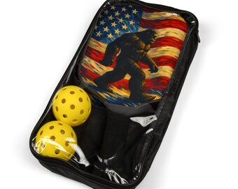 Bigfoot American Flag Pickleball Paddle Set, Wood Paddles, Carry Bag