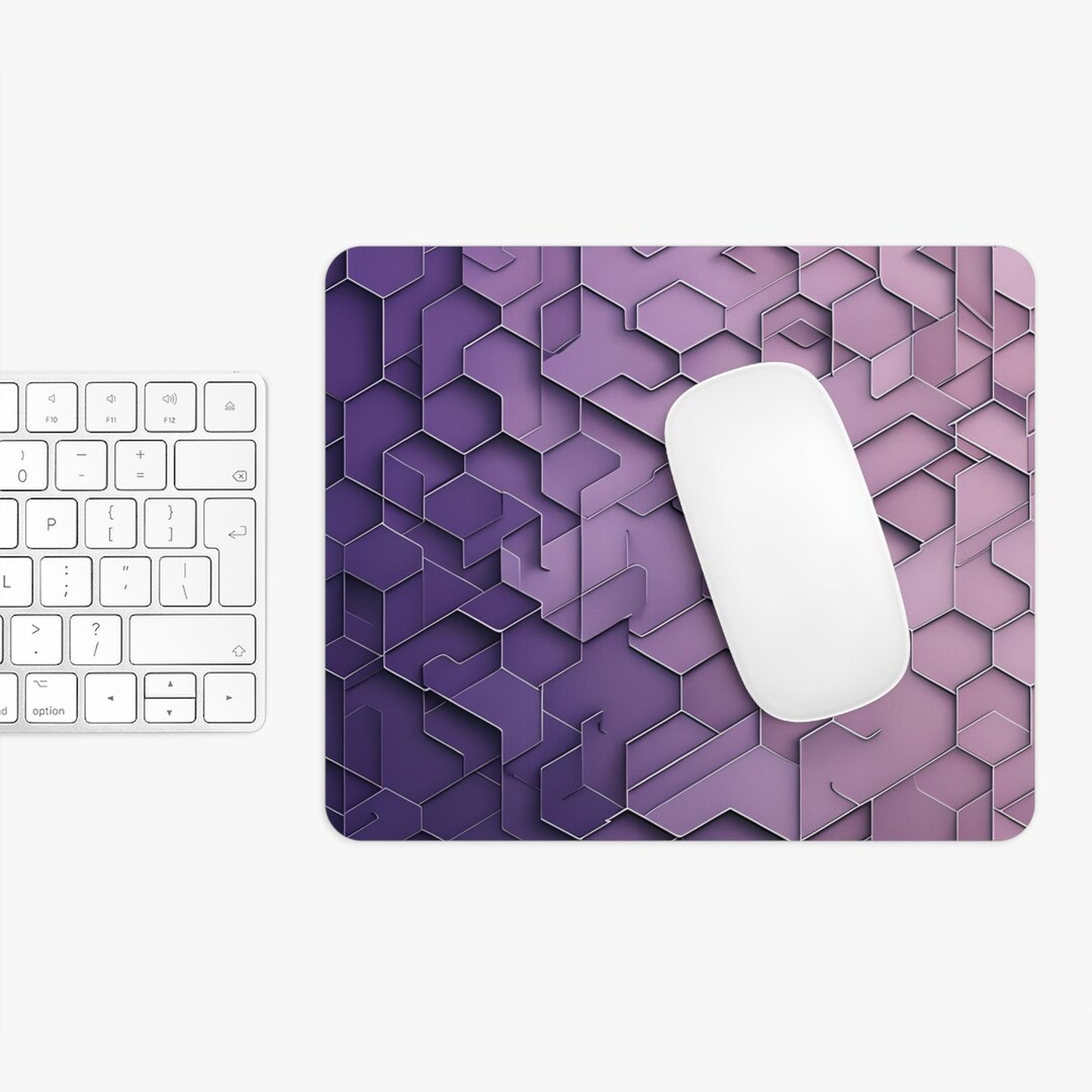 Geometric Hexagon Pattern Mouse Pad | Purple Gradient Tech Desk Mat - Etsy