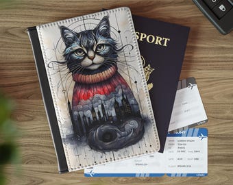 Wunderliche Katzen-Kunstleder-Passhülle, RFID-Sperre