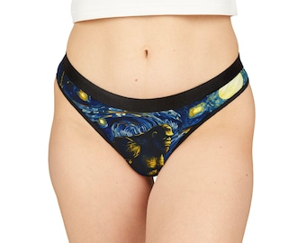 Tanga artística para mujer, lencería moderna, ropa interior cómoda