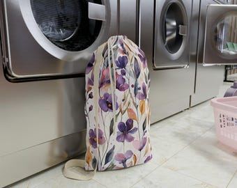 Floral Polyester Laundry Bag – Stylish Drawstring Hamper