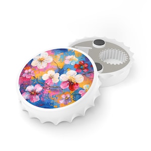 Floral Art Bottle Opener | Hand-painted, Kitchen Decor, Party Gift, Spring Celebration, Beer Accessories, Home Bar