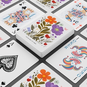 Juego de cartas con motivos florales, baraja de póker única, regalo divertido para jugadores, juegos de cartas, noches familiares, reuniones acogedoras, parar y oler [...]