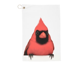 Red Cardinal Bird Golf Towel | Printed Club Towel with Grommet