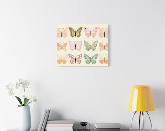 Butterfly Wall Art, Decorative Canvas for Home, Nursery Decor, Feminine Gift, Whimsical Art Print