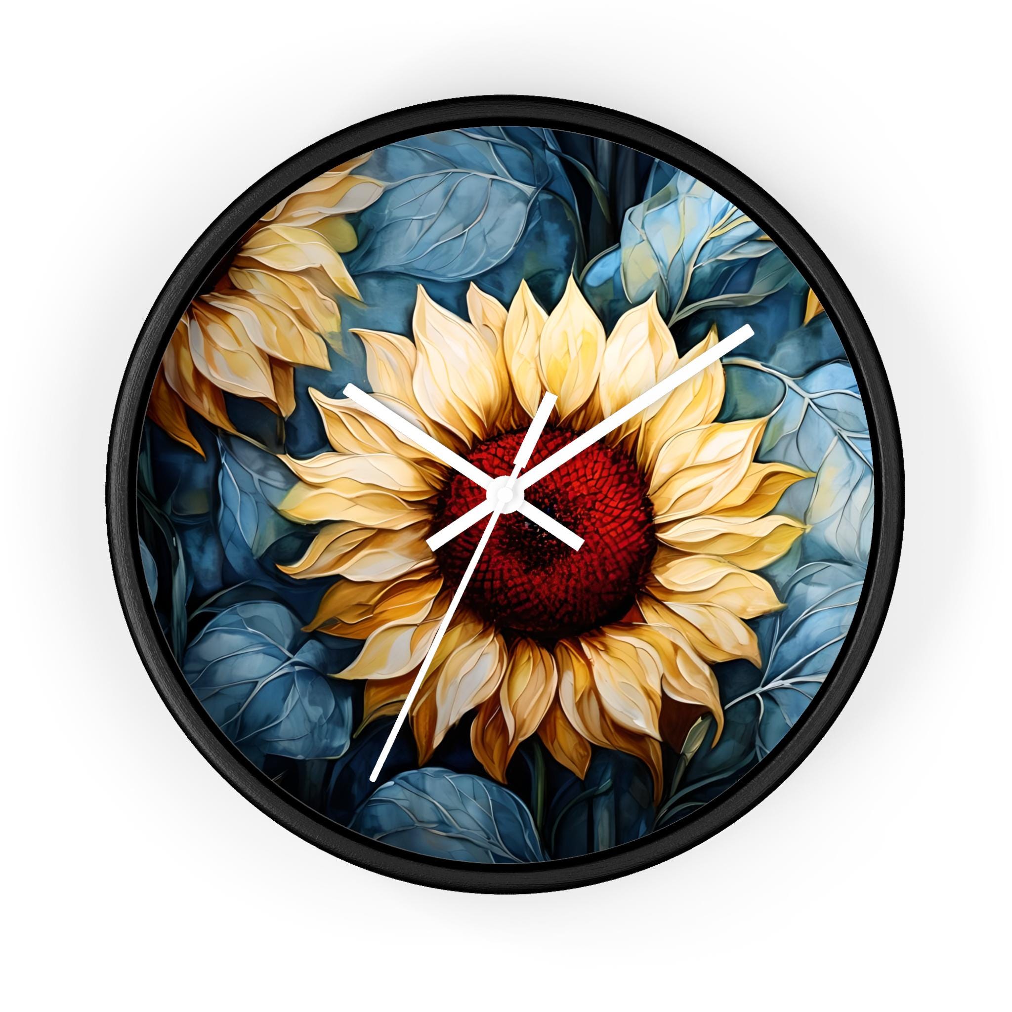 ひまわりの壁掛け時計 - 鮮やかな室内装飾、ガーデン愛好家に最適