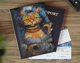Skurrile Katzenpasshülle | Kunstleder Reisezubehör