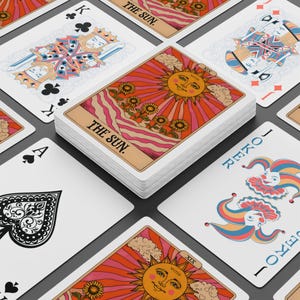 Cartas de baralho coloridas inspiradas no tarô, acessório divertido para uma noite de jogos, presente exclusivo para amigos, artigos para festas de Halloween, cartas colecionáveis