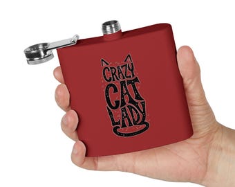 Crazy Cat Lady Stainless Steel Flask, Pet Lover Gift