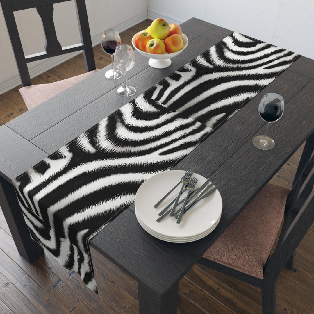 Zebra Stripes Table Runner | Black White Animal Print - Etsy