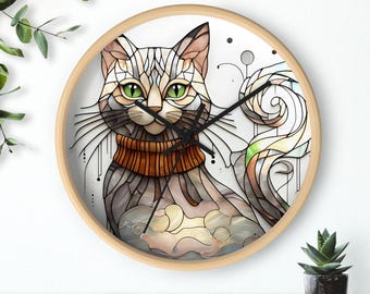 Horloge murale chat fantaisiste, décoration d'intérieur, cadeau pour les amoureux des chats