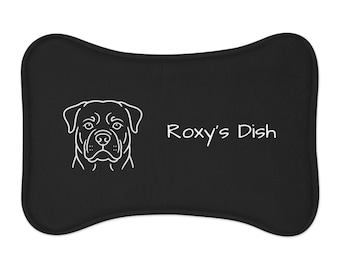 Personalized Dog Feeding Mat, Waterproof Pet Bowl Mat, Plush Polyester
