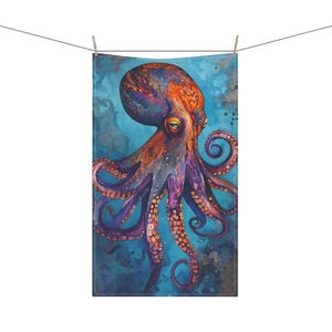 Vibrant Octopus Tea Towels, Ocean-Inspired Kitchen Decor, Nautical Gift, Sea Creature Towels, Unique Home Accessories