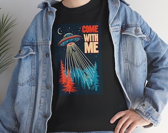 UFO Graphic Tee, Vintage Sci-Fi Shirt, Space Lovers Gift