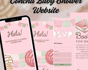 Pink Concha Girl Baby Shower Invitation Website, Mexican Sweet Bread, RSVP Tracking, Editable Concha Baby Shower Event