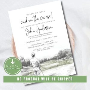 Faire-part départ en retraite modifiable pour le golf, Faire-part de départ en retraite, golf, Faire-part de départ pour le golf, carte de départ pour le golf, impression, téléchargement numérique,