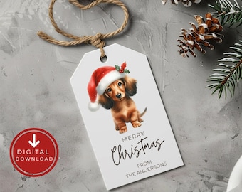 Dachshund Christmas Gift Tags Printable Editable Holiday Tags from Dog Lover Gift Tags Digital Template Pet Christmas Gift Tags