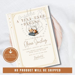 Storybook Baby Shower Invitation Bundle Once Upon A Time Theme A Tiny Tale Begins Editable Classic Book Canva Template Digital Download