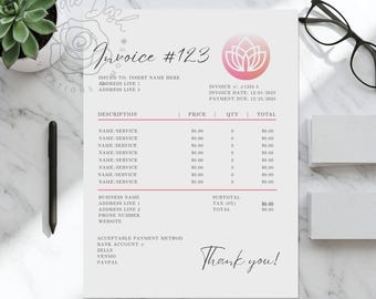 Minimal Invoice Template with Logo | Order Form | Business Invoice | Small Business Template | Editable Template Canva