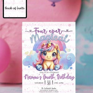 Unicorn Birthday Invitation for birthday girl Magical birthday decorations unicorn rainbow birthday party invitation template
